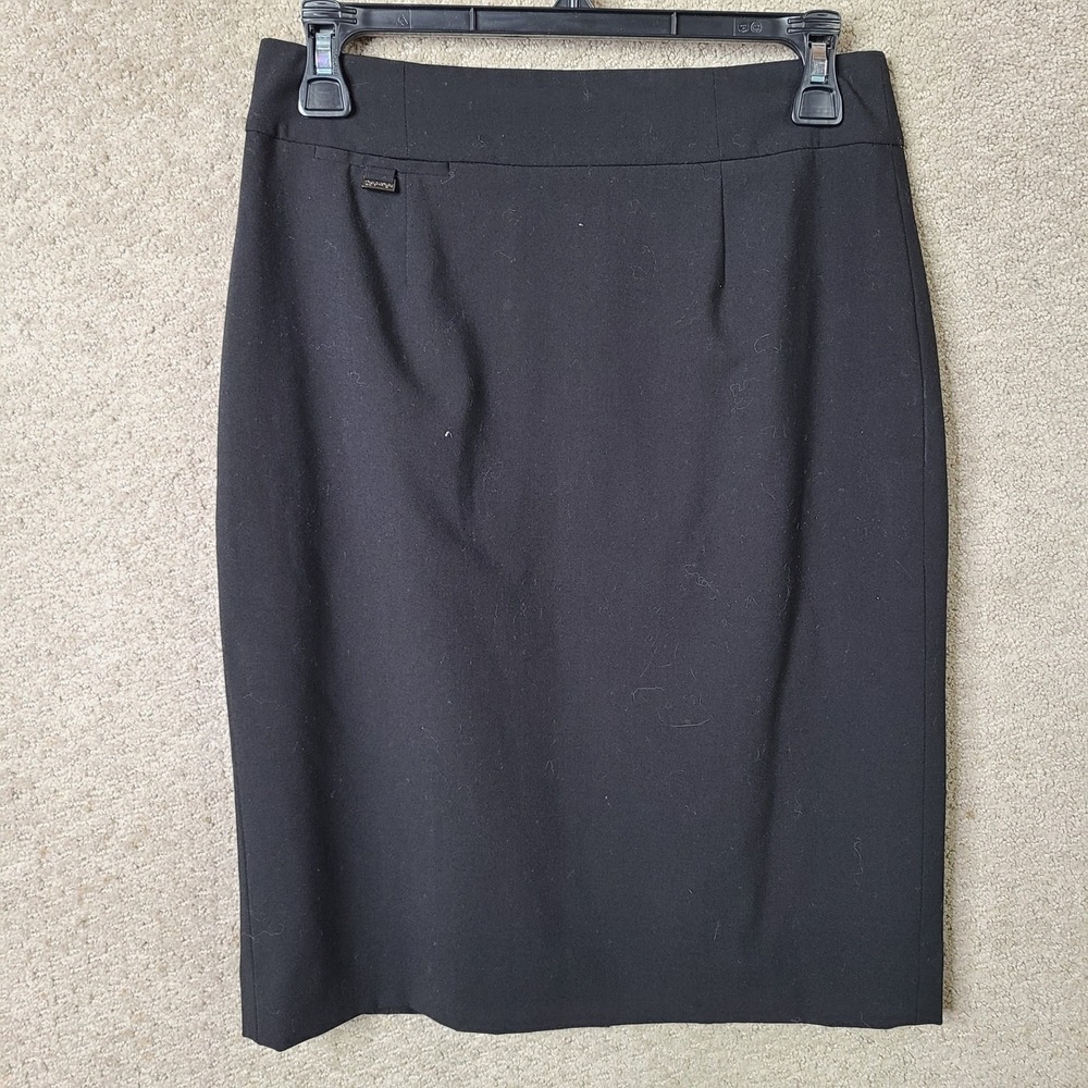 Calvin Klein Skirt Womens 2 Black Pencil Straight Lined Polyester Rayon Casual